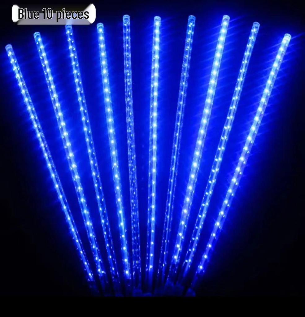 Разноцветные светодиодные солнечные гирлянды «Метеоритный дождь»: Мигающая, Переливающаяся, Водонепроницаемая Уличная Декорация