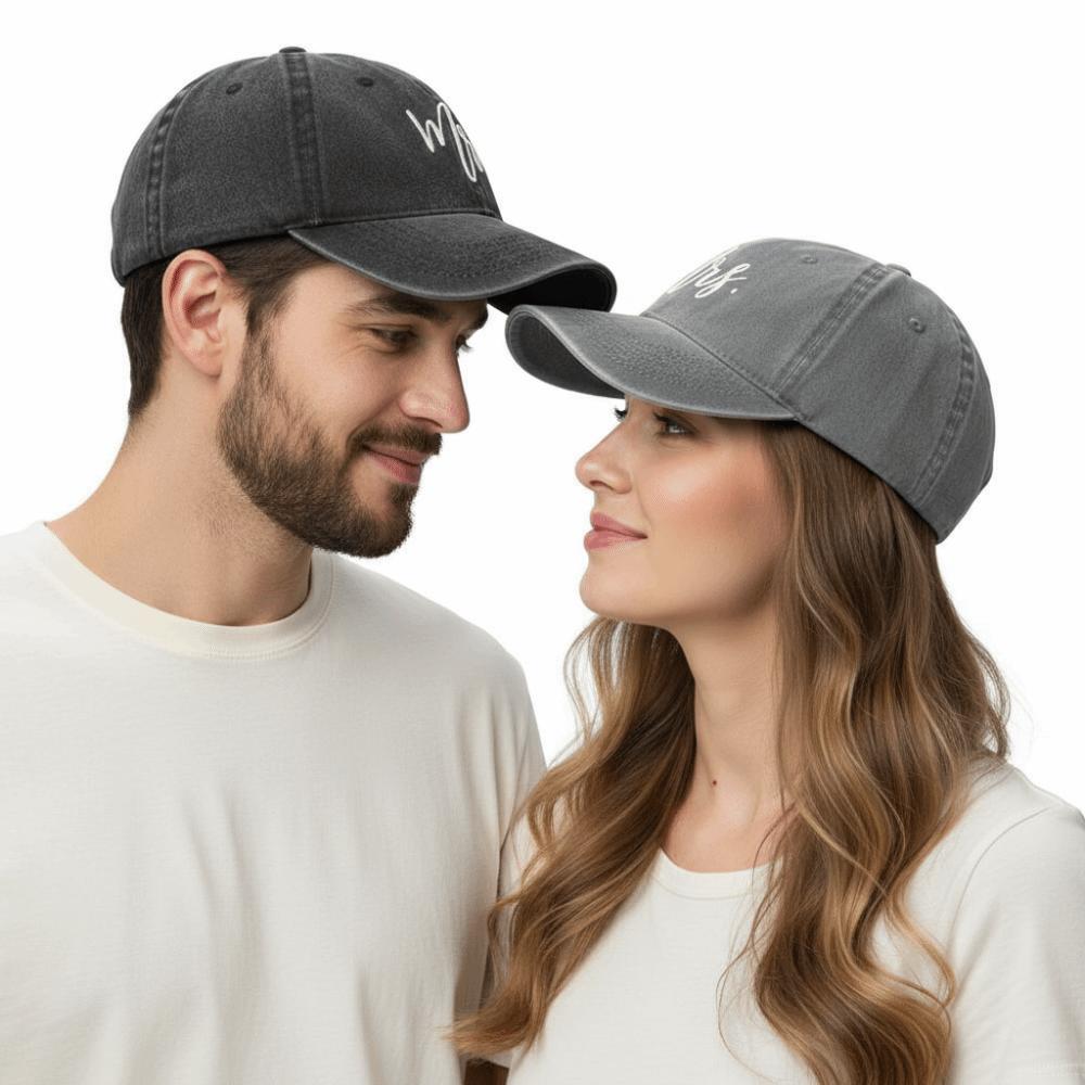 Vintage Couple Baseball Hats Adjustable Baseball Cap Fashion Mr Mrs Embroidery Caps