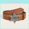 Unique Star Pattern Leather Belt With Alloy Snap Buckle For Trendy Casual And Gift Giving