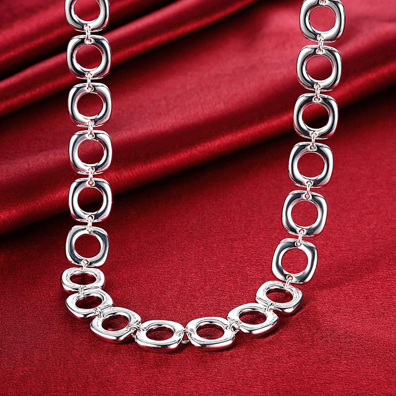 925 Silver Square Necklace Chains For Women Men Fashion Jewelry