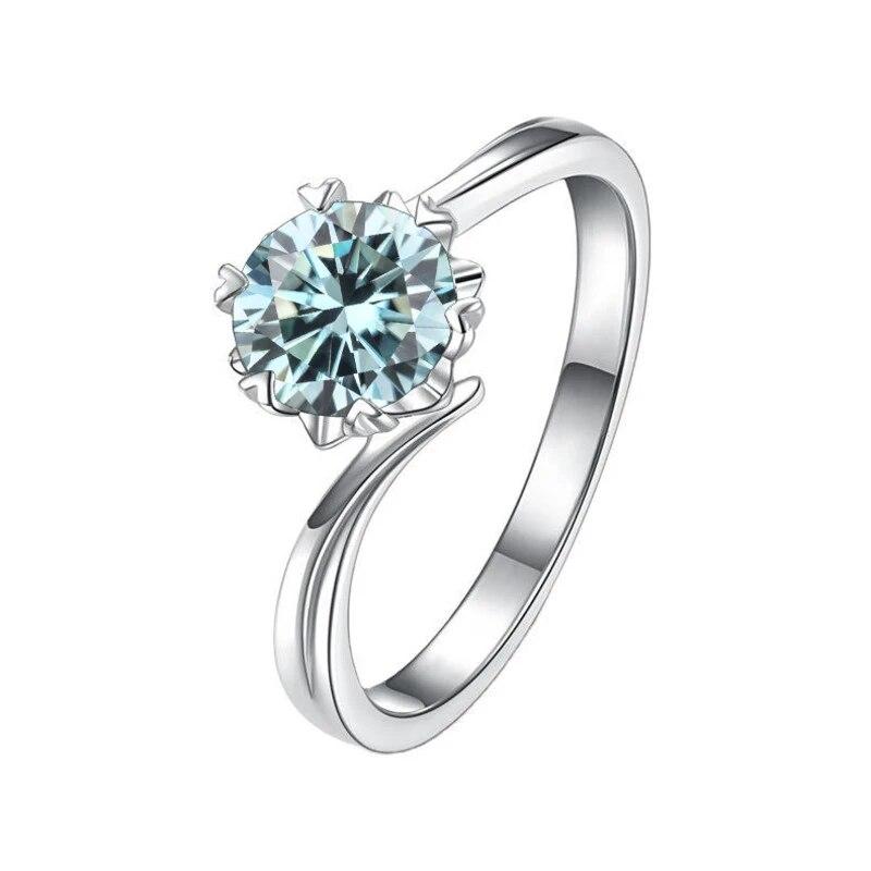 Bague Ringen S925 Набор с муассанитом цвета D, классическое женское кольцо с шестью когтями и снежинкой в один карат, с покрытием из 18-каратного золота