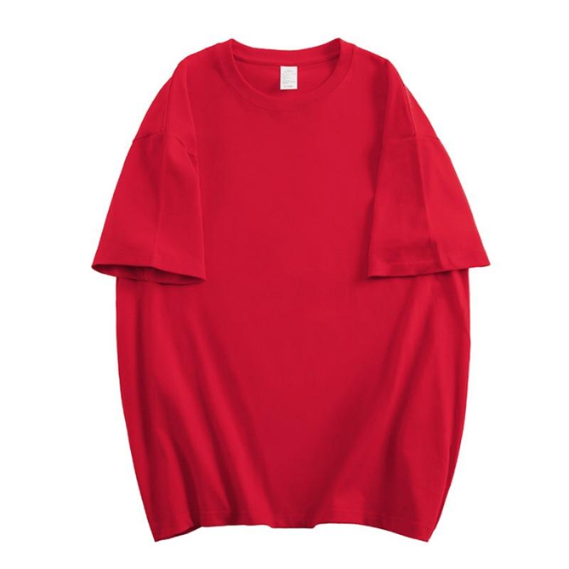 Pure Cotton Sewn Off-the-shoulder Short-sleeved T-shirt for Women's Couple Class Uniforms