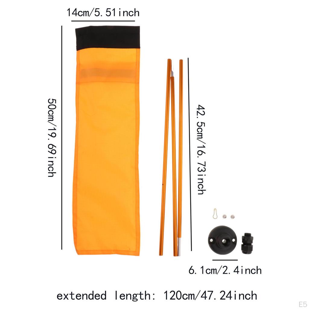 Kayak Flag Base Kit Accessory High Visibility Easy Installation Multifunctional for Boats Aluminum