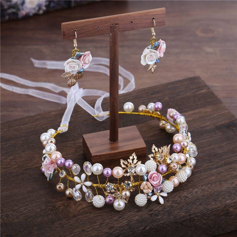 Hair Band Headwear Ear Hook Ring Tiaras Wedding Wedding Accessories Hairband and Earring Set Bridal