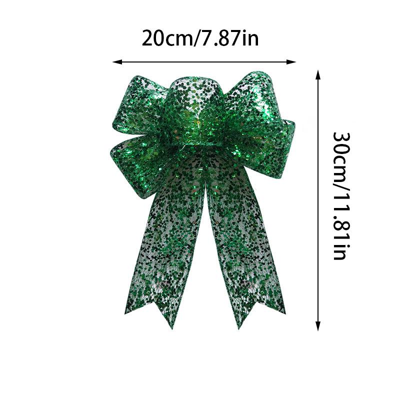 Christmas Tree Hanging Decorations Gold Silver Bowknot Christmas Bows Glitter Ornaments Craft