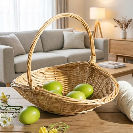Плетеная корзина для хранения из ротанга с ручкой Ротанговая корзина Контейнер для хранения мелочей для фруктов и овощей