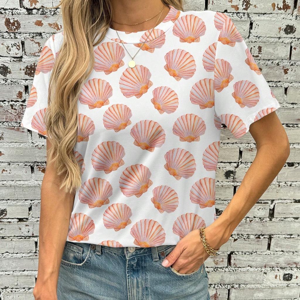 Летняя новая повседневная свободная женская футболка с 3D-принтом