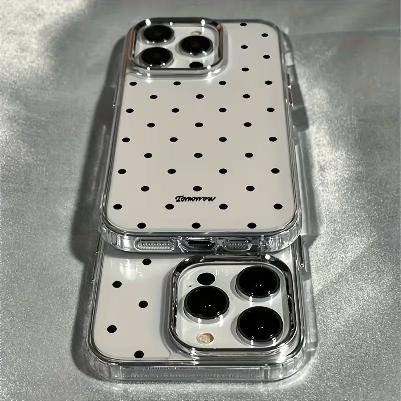 Черный чехол для телефона с узором в горошек для IPhone 17 Air 16 Pro Max 15 14 Plus 13 12 11 X XS XR 7 8 16E SE2 Ударопрочная задняя крышка