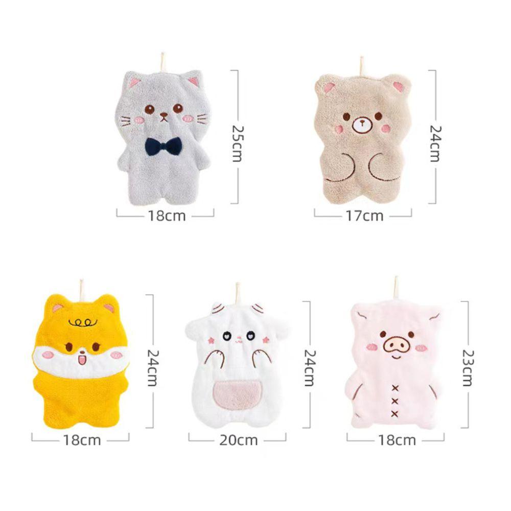 New Cartoon Animals Wipe Hand Towel Absorb Water Thickened Kitchen Cleaning Rag Coral Velvet Hanging Bathroom Hand Cloth