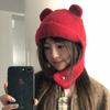 Bear wool hat female cute face small wool knitted hat warm ear protection Lei Feng hat wholesale