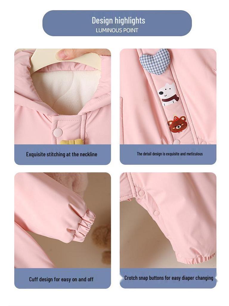 Утепленный зимний флисовый комбинезон-ветровка для младенцев и малышей