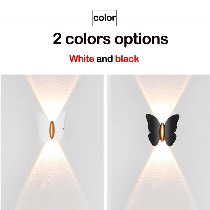 Светодиодный уличный декоративный садовый настенный светильник, настенный светильник в виде бабочки для террасы, загородные фасадные светильники IP65, декоративные настенные светильники