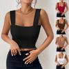 Women's Sexy Sleeveless Wide Straps Backless Solid Slim Fit Tank Top