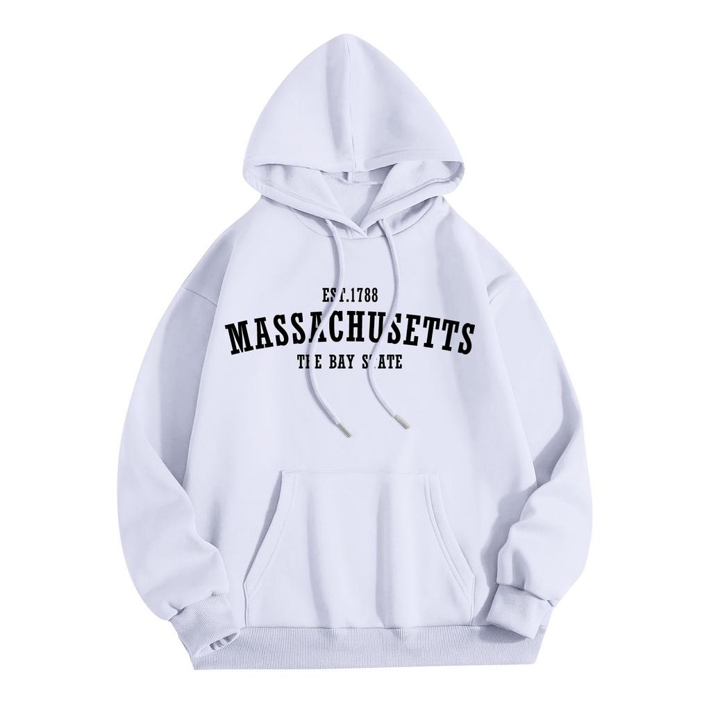 Женская мода O-образный вырез с длинным рукавом и принтом, толстовка с капюшоном