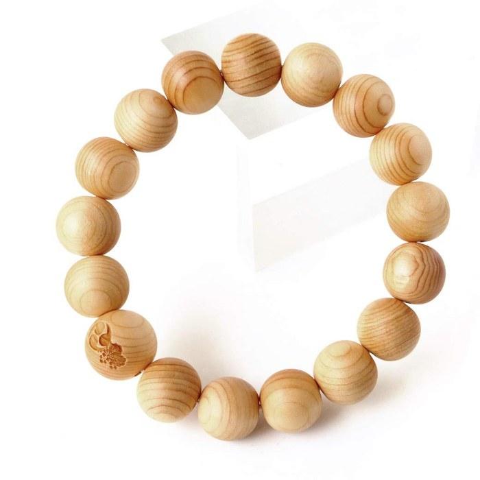 [GOLD STONE] Koyasan Family Crest Bracelet, Koyasan Chumon Hinoki, with Hinoki Wood Box, World Heritage Site Kongobuji, Natural Stone,