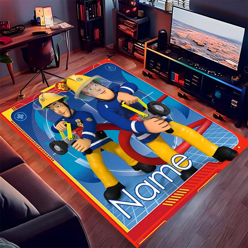 Custom personalization Fireman Sam Print Area Rug - Soft, Washable Non-Slip Indoor Mat,Living Room,Home&Office Decorative Rug
