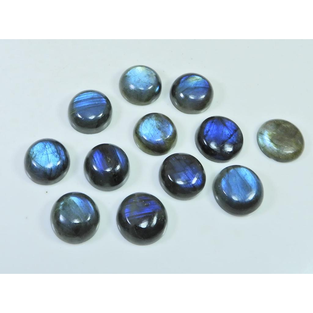 13X13MM Natural Labradorite Blue Round Cabochon Loose Gemstone 12Pcs Lot C-1028