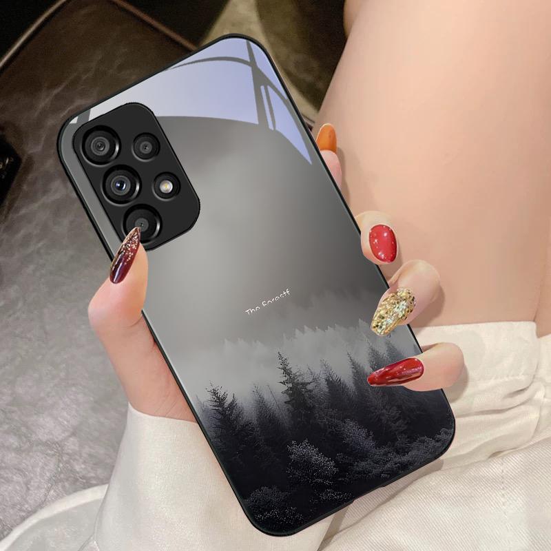 Чехол для телефона из закаленного стекла Misty Forest Black для Samsung Galaxy S10 4G S20 11E 30 S21 21Fe 22 S24 Pro S23 Ultra 5G S8 S9