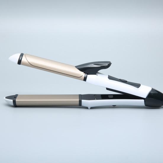 Выпрямитель для волос с плоским утюгом и пластиной с керамическим покрытием, быстрый нагрев, 2-в-1, многофункциональная укладка волос без вьющихся волос, бигуди, профессиональный утюжок для волос