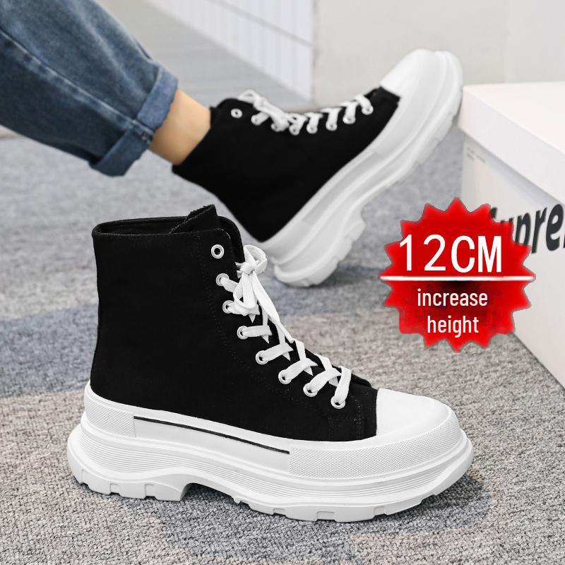 Мужские невидимые кроссовки, увеличивающие рост: 12 см высокие, 10 см повседневные парусиновые туфли на толстой подошве, модные туфли COS.