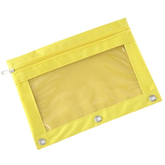 3 Holes Pencil Case Zipper Transparent Loose-Leaf Binder Oxford Cloth School Stationery File Storage Bag Office Supplies