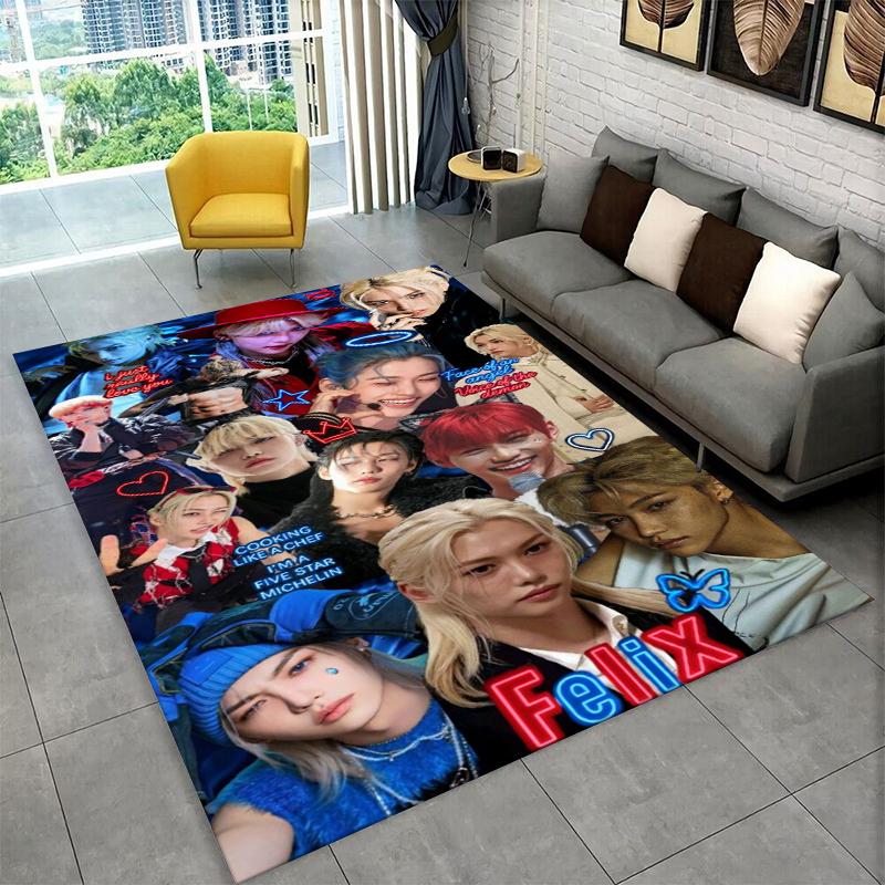 Модный ковер Kpop Felix Stray Kids Нескользящий коврик для гостиной, спальни, игровой комнаты, мягкий ковер, напольный коврик, домашний декор, ковер для детской комнаты