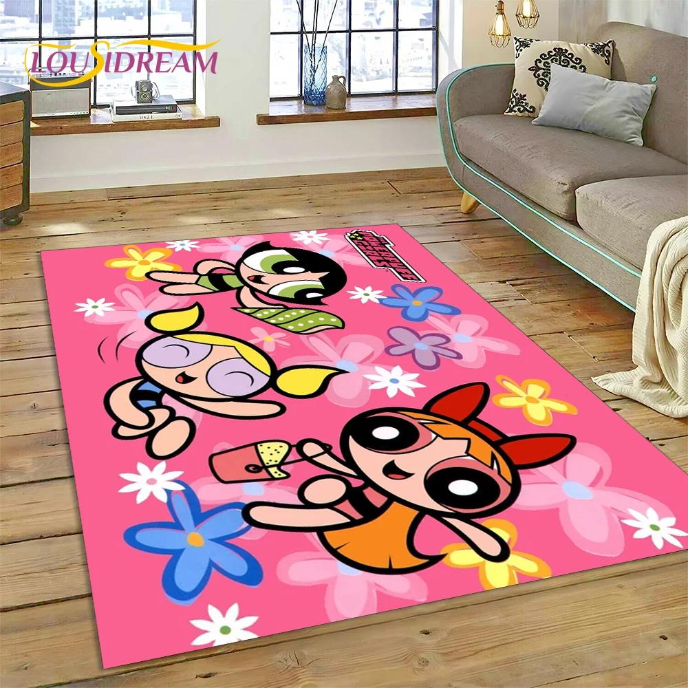 Мультфильм милый P-Powerpuff Girl ковер ковер для спальни гостиная домашний диван украшение,детская игра большой декор напольный коврик подарок
