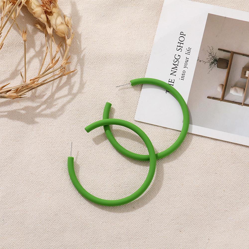 Ladies Candy Color Round Simple Personality C-shaped Women Jewelry Hoop Earrings Round Earrings