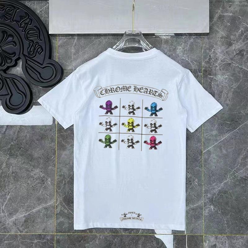 D54 CHROME HEARTS Summer New High Quality Cotton Round Neck Loose Large Size Men's and Women's T-shirt Couple T-shirt