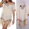 Bikini Cover Up Hollow Out Crochet Patchwork Loose-fitting Sun Protection Swimwear Tunic