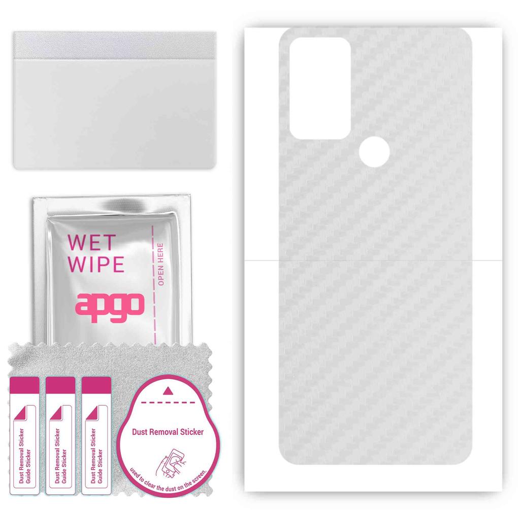 apgo Protective Skin Sticker for the Back Compatible with Motorola Moto G Play 2022, Wrap Film, Foil, Vinyl - Pattern Transparent Carbon