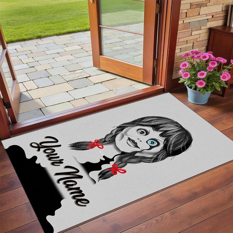 Crystal Velvet Rug Custom Name Text, Soft Non Slip Floor Mat Home DecorThe Conjuring Annabelle