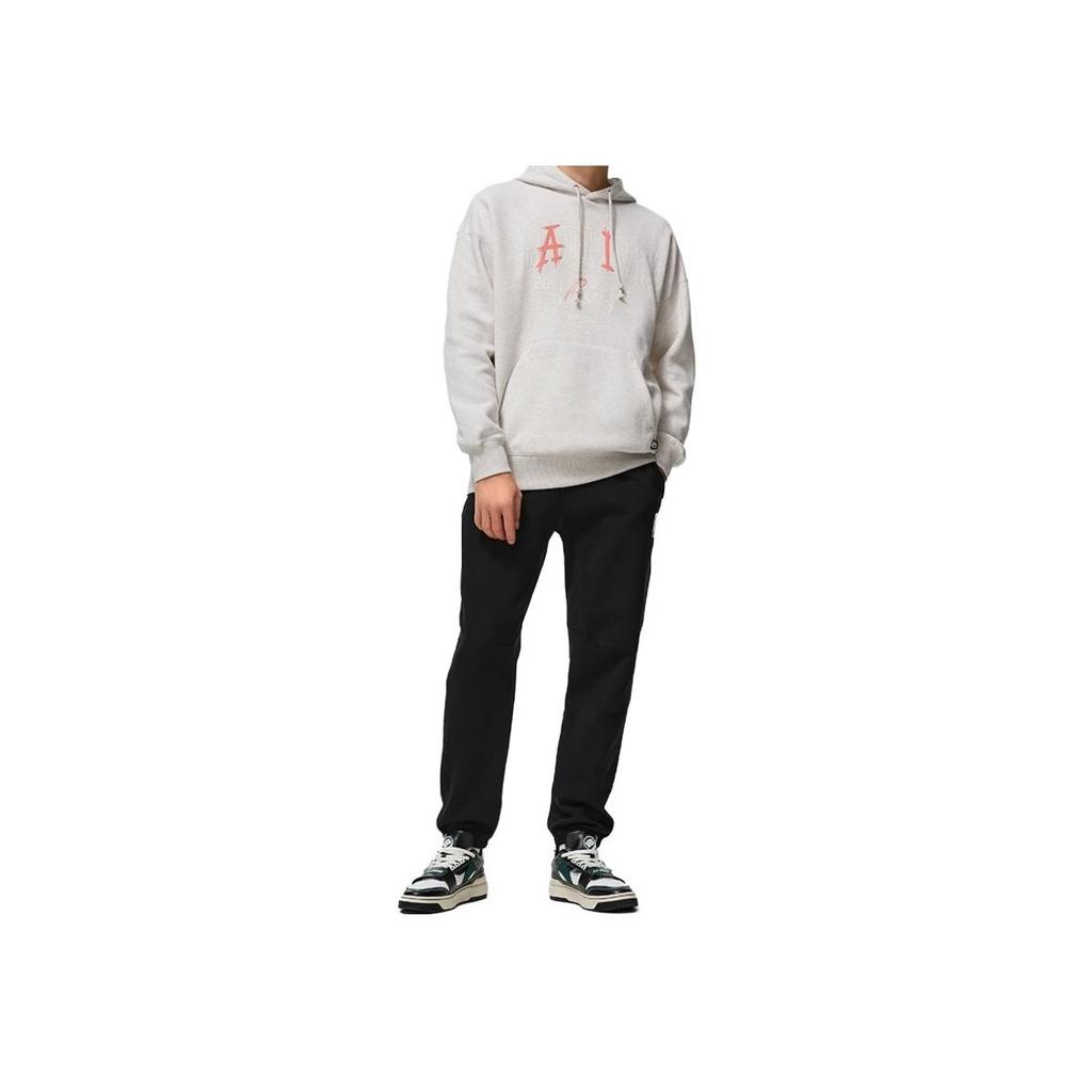 Li-Ning Толстовка с капюшоном Anti-Five Series с принтом в виде букв, мужская толстовка Flower-Gray Tile-Gray AWDT475-3