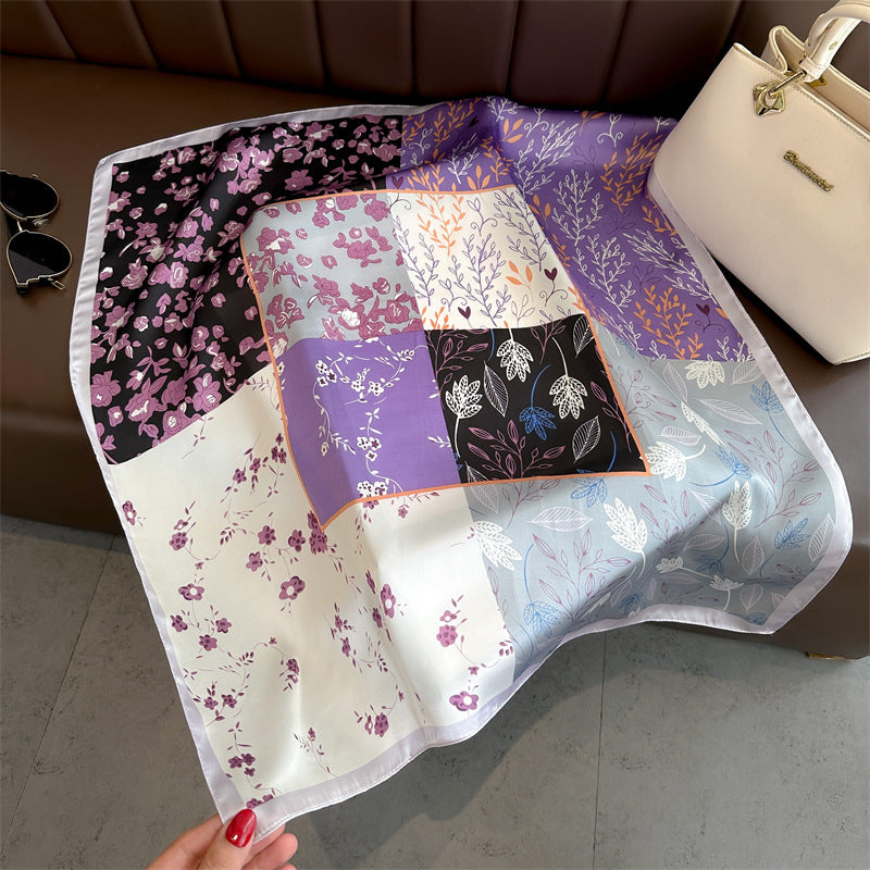 Роскошный шелковый квадратный шарф 70 см для женщин, атласная бандана с принтом, шарфы, повязка на голову, модный женский платок-шаль для волос, женский шейный платок, хиджаб