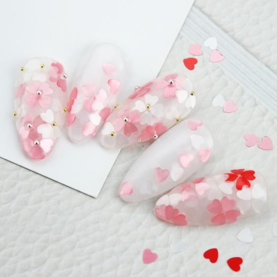 Yousheng 1 коробка хлопьев для ногтей 6 сеток не выцветают съемные легко наклеиваются не падают романтические блестки в форме сердца аксессуары для дизайна ногтей