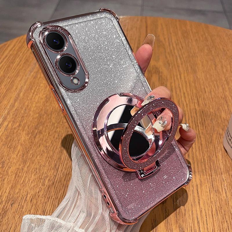 Чехол для мобильного телефона Samsung SEdge с блестками и держателем-зеркалом для макияжа SUltra противоударный чехол S новый люкс