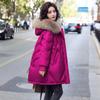 Women's Mid-Length Winter Down Jacket with Real Fur Collar - 2022 Korean Style, Stylish and Thickened with White Duck Down