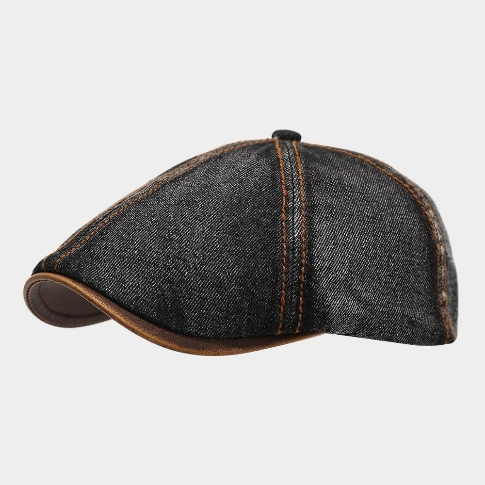 Модная washed denim берет шляпа короткий козырек винтажная кепка газетчика регулируемая кепка с козырьком унисекс