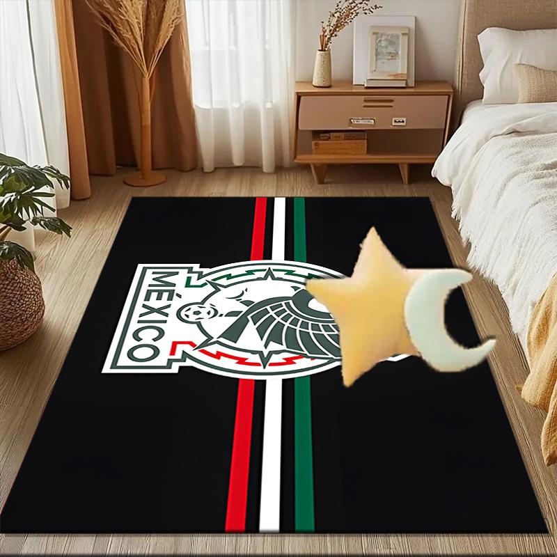 Mexico Football Crest Rug Game Carpet, Floor Mat for Bedroom Living Room Entryway Rug, Home Decor Idea Gift for Christmas birthday