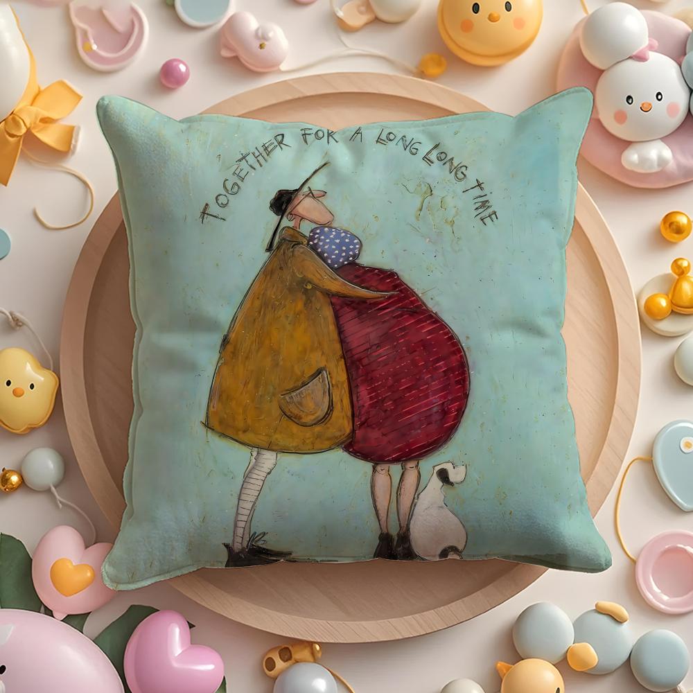 Cartoon SSam TToft Pillow Case Soft Plush Fabric DoubleSided Printed Cushion Cover Warm Winter Sofa Pillow Case