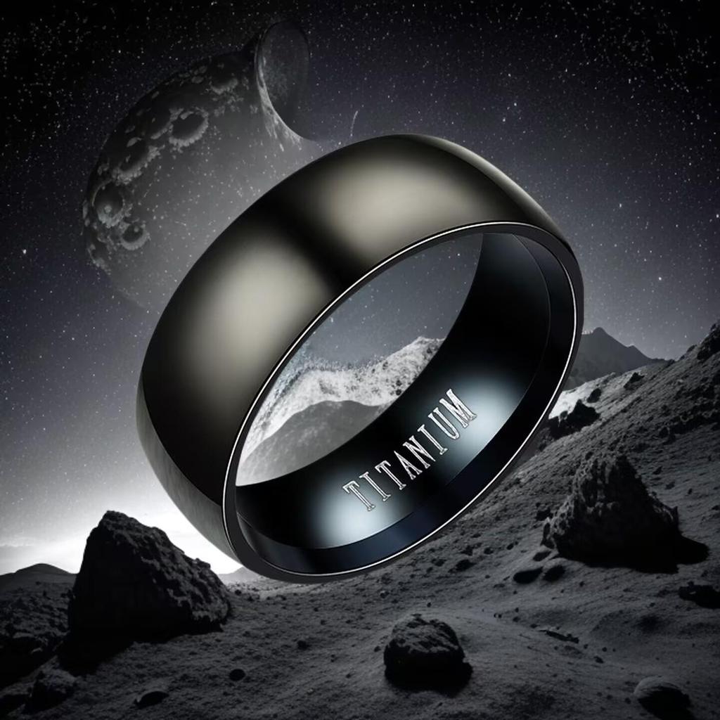 Classic Unisex Black Titanium Steel Ring - Matte Brushed Finish