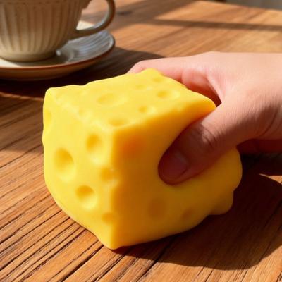 Пластичная Сквиши Кубик Сыра Антистрессовый Мячик Большой Сырный Сжимаемый Мячик Не Прыгающая Игрушка-Антистресс ASMR Сенсорный Антистресс Фестивальный Подарок