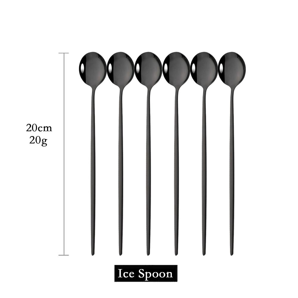 Набор столовых приборов с длинной ручкой для мороженого, красочная столовая ложка, барные ложки, набор столовых приборов для сока, кофе, кухонные принадлежности
