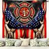 Firefighter Fire Rescue Wall Tapestry Aesthetic Wall Hanging Printed Fabric Blanket Decorative Tapestries for Bedroom Living Room Home Decor