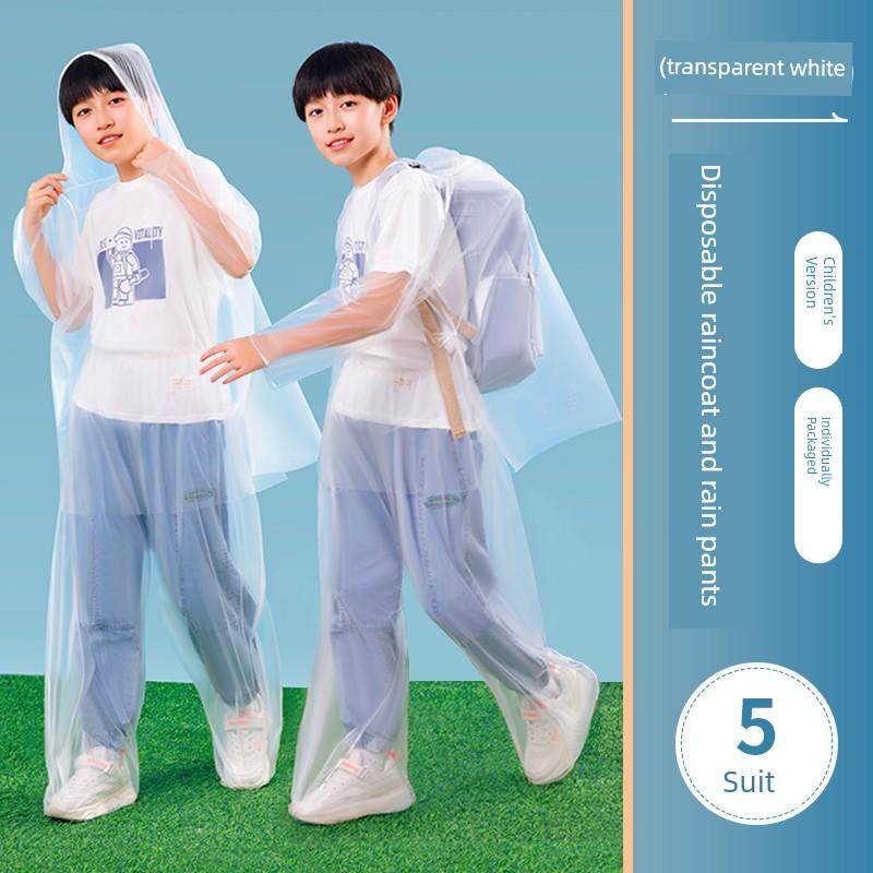 Children's Disposable Foot-Covering Rain Pants, Waterproof Large Size Thickened Full-Body Adult Rafting Split Raincoat