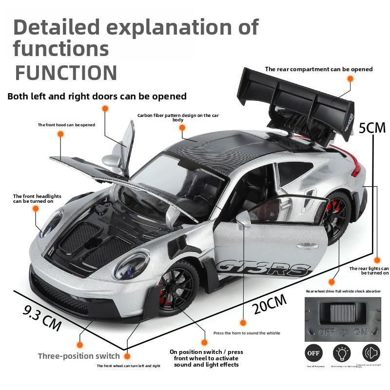 1/24 Porsche 911 GT3 RS Сплав Спортивный Автомобиль Модель Коллекция Украшение Игрушечный Транспортное Средство Литье под Давлением Миниатюра Voiture Подарок Парню