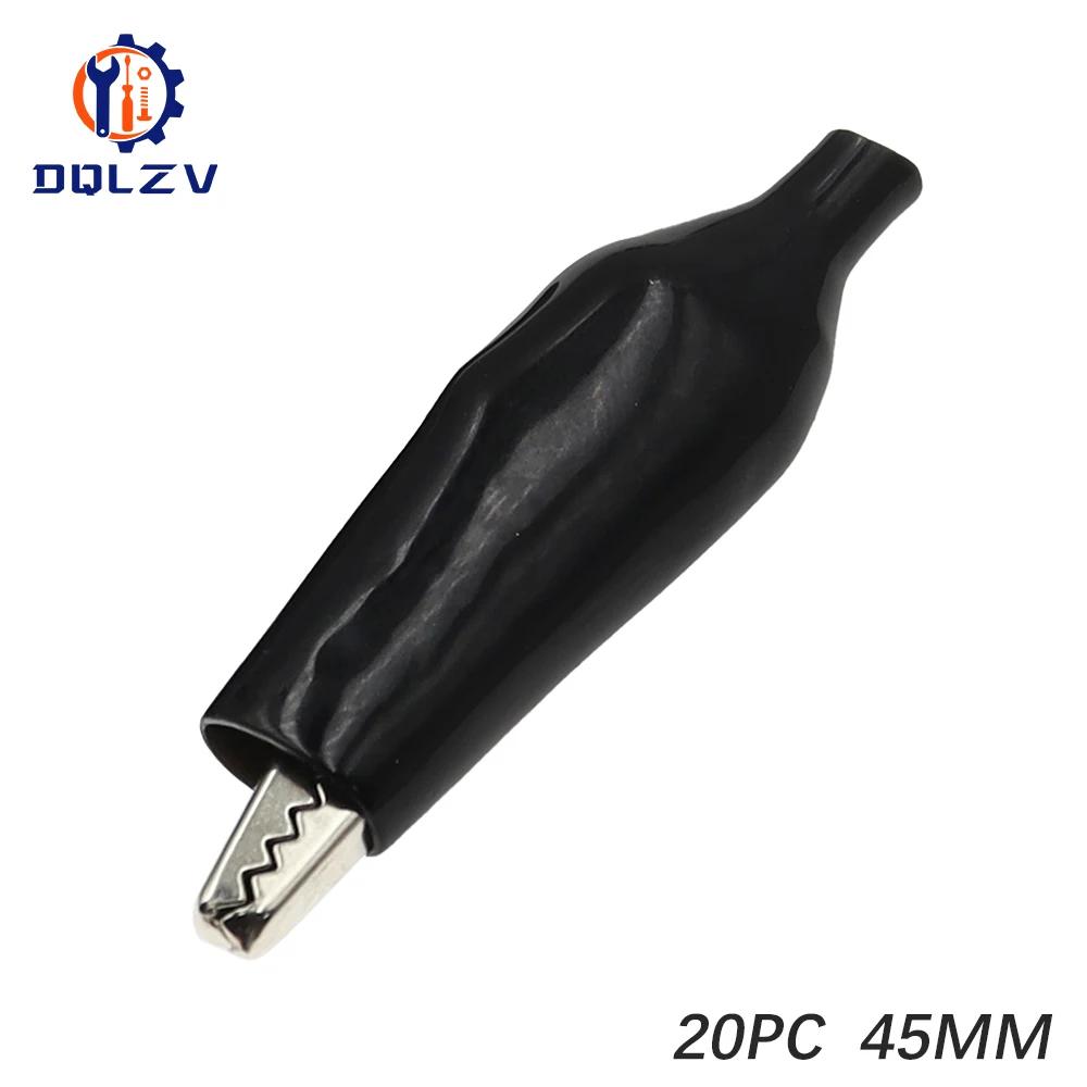 20PCS 28MM 35MM 45MM Metal Alligator Clip Crocodile Electrical Clamp Testing Probe Meter Black Red Plastic DIY Car Auto Battery