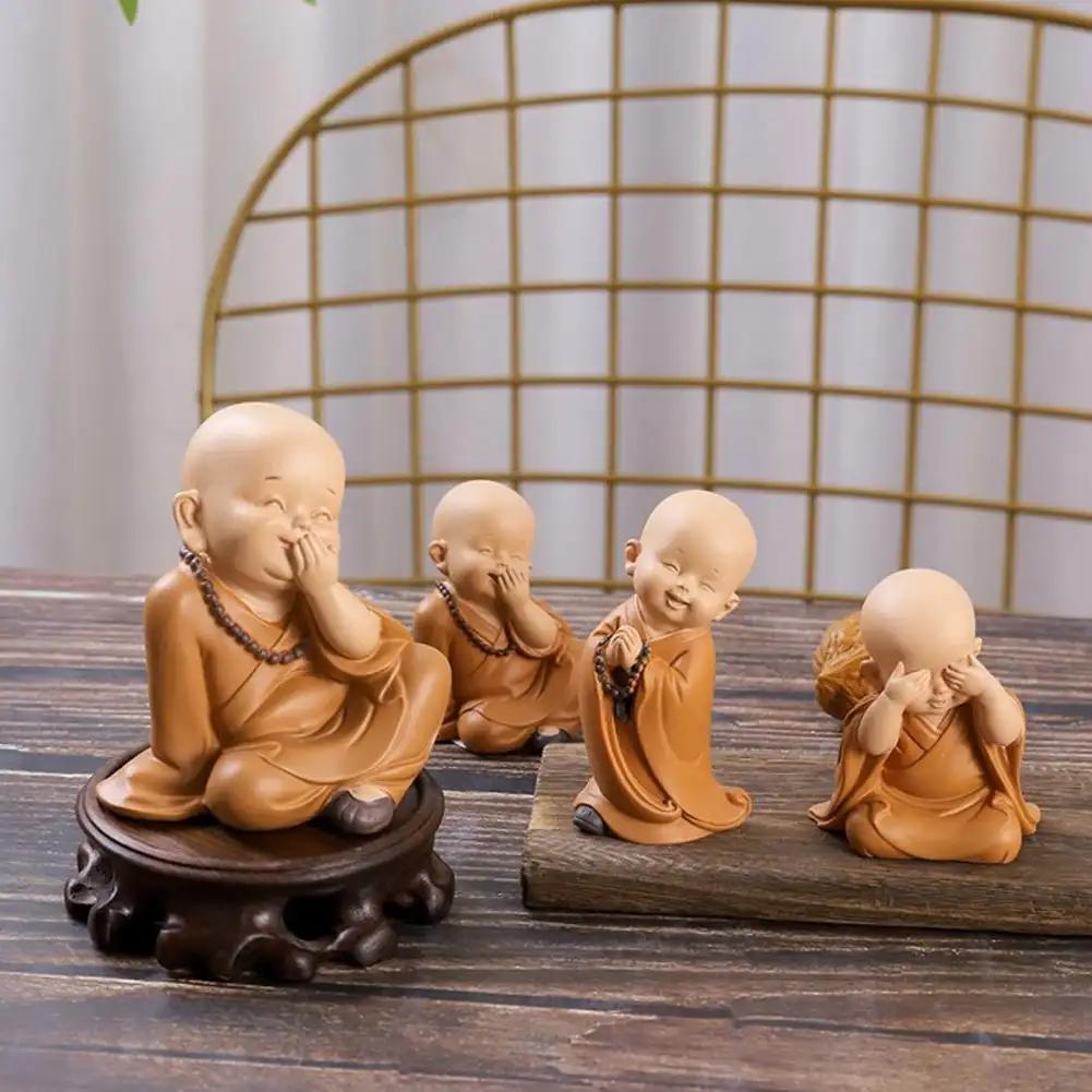 Автомобиль Маленький монах Буддийские статуи Украшения Статуэтка Будды из смолы Скульптура Миниатюры ручной работы Украшение комнаты Поделки Подарки