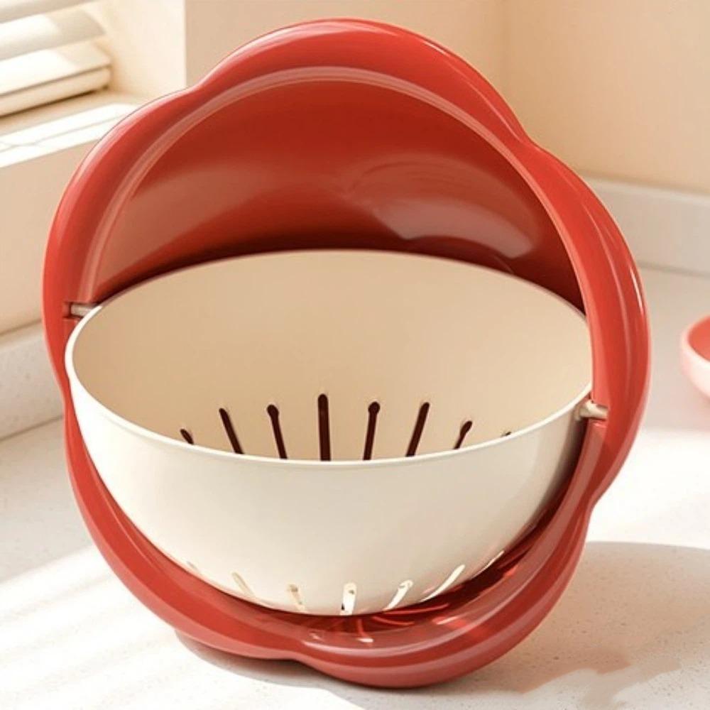 Large Capacity Vegetable Colander Double Layer Fruit Washing Basket Flower Drain Basket Travel