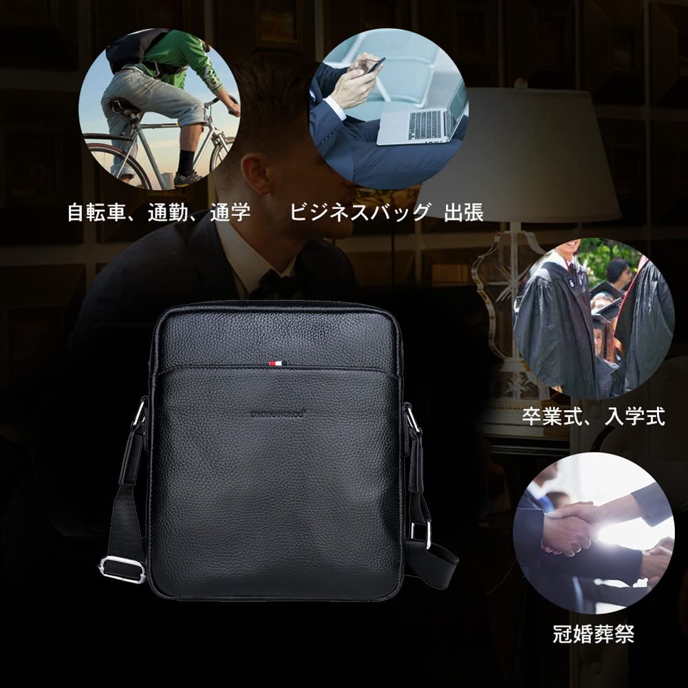 Whatna Natural Cowhide Leather Shoulder Messenger Thick Genuine Vertical Small Business Fits iPad Commuter Simple and Crossbody Bag for and 66281